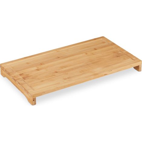 Set di 2 grandi taglieri da cucina con scanalatura raccogli-succo 45 x 30 x 2 cm in bambù naturale 130010320