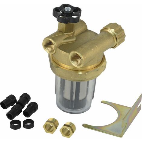 Zwei Leitungen mit Absperrhahn IG3/8" vernickeltes Sieb