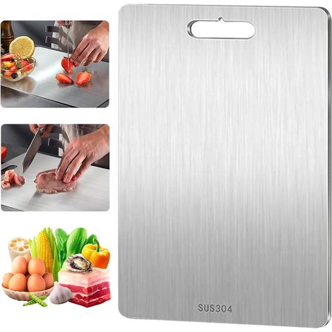 Titanium Cutting Board, Stainless Steel Cutting Board, Double-Sided Cutting Board, Yamato Cutting Board Serving Tray, Titanium Cutting Board, for Meat, Fruit (1/5)