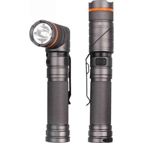 Linterna XPG con pantalla brillante de 3 colores, carga USB, indicador de encendido, imán para coche, diseño en ángulo de 90° y soporte para bolígrafo.
