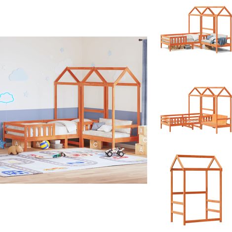 Ensemble de lit et de banc avec toit sans matelas 75x190 cm - Lit Enfant - Lit Modulaire - Lit Coffre - Mobilier Enfant - Décoration Chambre Enfant (1/5)