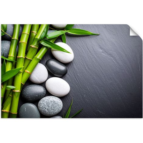 Selbstklebendes Poster – Wandsticker Zen-Steine Bambus 120x80 cm