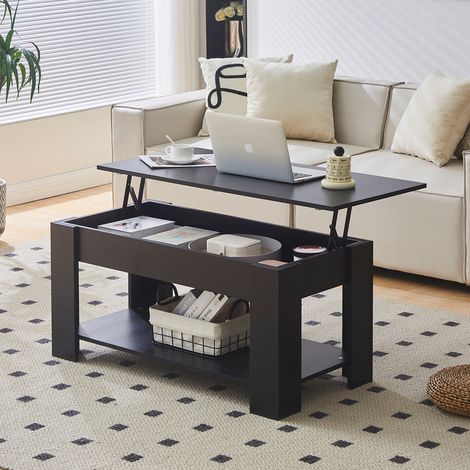 Coffee Table, Lift-Top Table Coffee Table for Living Room, 99.7x50x42.5cm Coffee Table with Storage,Black