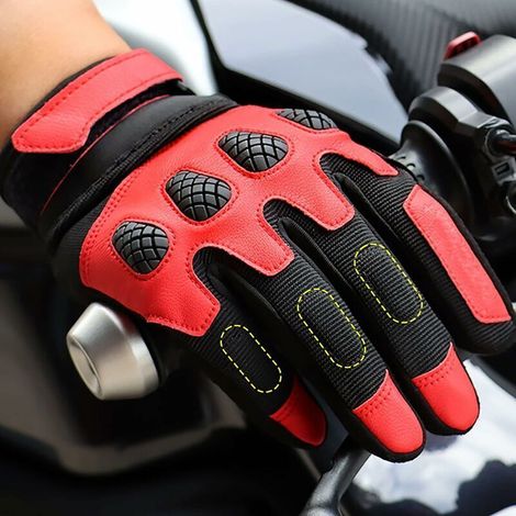 Motorradhandschuhe, Gelenkschutz, atmungsaktiv, stoßdämpfend, abriebfest, rutschfest, sturzsicher (Größe: M, 21-23 cm) (1/5)
