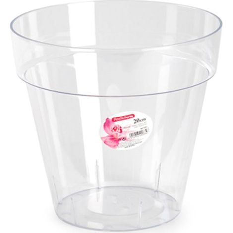 MACETA TRANSPARENTE PLASTICO 20 CM