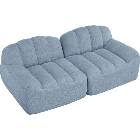 Divano modulare 2 posti senza struttura a conchiglia blu MODENUIT (1/5)