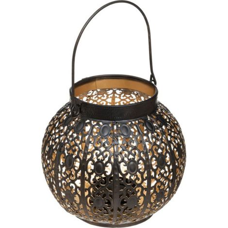 Lanterne en Métal Ronde "Ajouré" 15cm Noir