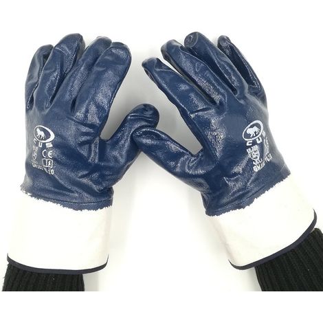 1 paia di Guanti in tessuto jearsy tg 10 impregnato in NBR blu interamente ricoperto (1/2)