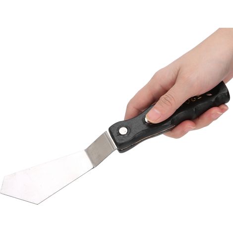 Set di 5 spatole con manico in legno nero e lama in acciaio inossidabile per pittura a olio e acrilico. (1/5)