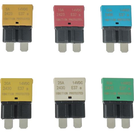 12V Disjoncteur de Fusible à Réarmement Auto Disjoncteur à Fusible Mince ATC/ATO, 5A 10A 15A 20A 25A 30A (mixte 6pack) (1/5)