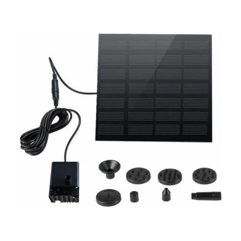 Pompe solaire pour bassin, 7 V CC 190 l/h Panneau solaire Pompe pour fontaine de jardin, piscine, bassin d'aquarium, fontaine sans balais avec bouchons de sortie d'eau (1/5)