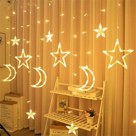 Luces LED para cortinas de ventanas - Guirnalda de luces - Luces navideñas - Guirnalda de luces LED - Cortina estrellada - Guirnalda de luces LED (Blanco cálido) (1/5)