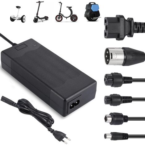 Chargeur Trotinette Electrique avec Ventilation, Chargeur Adaptateur Velo Electrique AC avec 6 Connecteurs