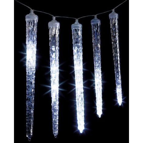 Rideau lumineux extérieur 3,6 m avec 81 LED blanc froid – effet stalactites (10 rangées) – Feeric Lights