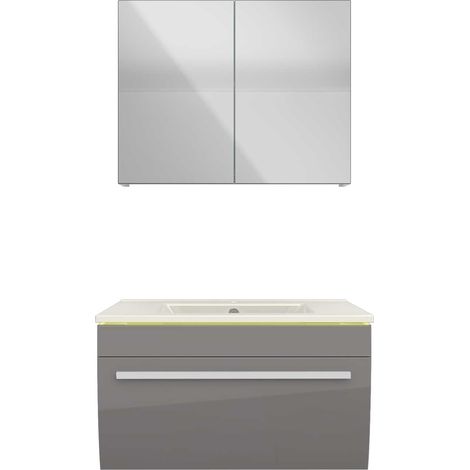 Badmöbel Set Gently 3 V1 Weiß/Grau MDF Waschtisch 70cm NEIN ohne LED-Beleuchtung (1/5)