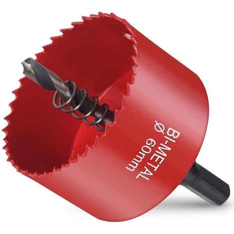 Bimetall-Lochsäge, 60-mm-Holzlochsäge, Lochsäge mit Sechskantadapter und Zentrierbohrer, zum Bohren von Kunststoff, PVC, Holz, Faserplatten und Metall (1/4)