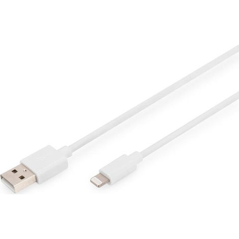Digitus USB-A a Lightning MFI C89, 2M Cable de datos y de carga, blanco, 5 V, 2.4 A (1/2)
