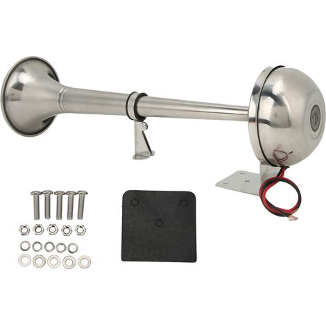 Klaxon pneumatique universel à trompette unique puissante 328 dB 12 V 30 W VXH1112MAR‑C en acier inoxydable pour bateaux, camping-cars et yachts (1/5)
