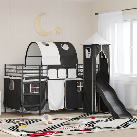 Kinderloftbett Schwarz 80 x 200 cm Metall