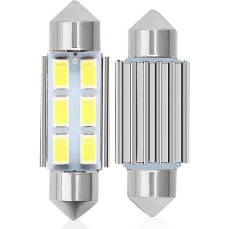 Ulisem Lot de 4 ampoules LED C5W 36 mm 5630 SMD 6 LED pour plafonnier, DC 12 V, blanc, pour voiture