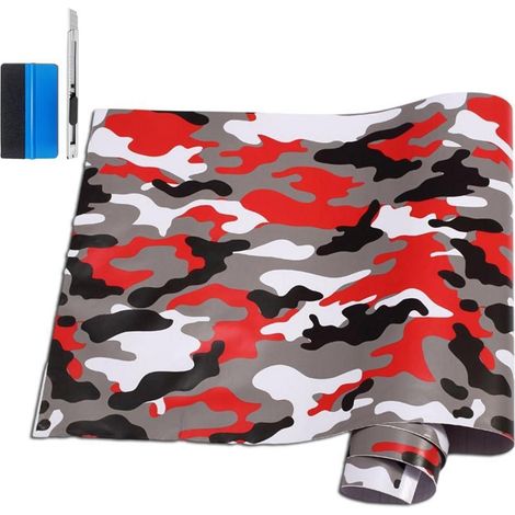 Camouflage Vinylfolie Rot 30x150cm - Selbstklebend, Dehnbar, Wasserfest (1/5)