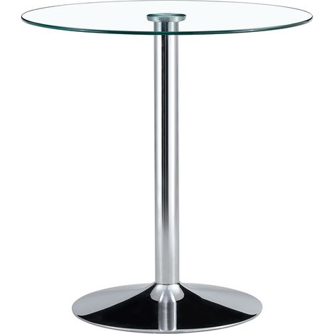 Set de bar rond en verre 89 cm avec 2 tabourets réglables et pivotants, design transparent pour cuisine, salon ou lounge, pieds métal blanc, assise acrylique CHICFURN (1/5)