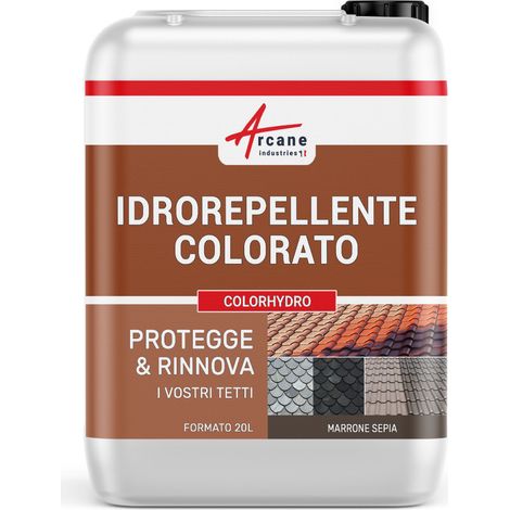 Idrorepellente colorato per tegole in cemento, calcestruzzo, ardesia: COLORHYDRO - 20 L (fino a 80 m²) Bruno Seppia - RAL 8014 - ARCANE INDUSTRIES (1/3)