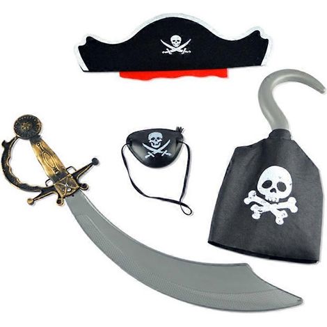 Chapeau de pirate avec cache-œil et crochet, décoration pour adulte et enfant, bal masqué, fête d'anniversaire (1/4)