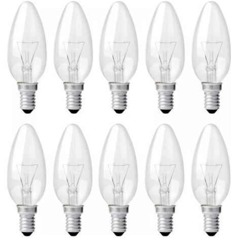 Ampoule Incandescence Bougie E14 40W 230V, Ampoule Flamme E14, Dimmable Blanc Chaud 2700K, 400LM, C35 Ampoule Transparent, Pour Lustre, Lampe de Bureau, Pack de 10 (1/5)