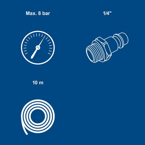 Scheppach Tuyau spiralé de 10 m avec raccord rapide - Raccord mâle 1/4" 8 bar - Tuyau à air comprimé adapté aux compresseurs - Tuyau pour compresseur, air comprimé, outillage