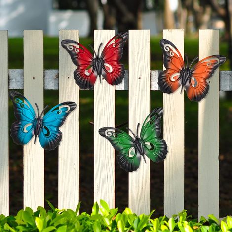 décorations murales en métal en forme de papillon, sculptures de papillons et décorations de clôture (2227 cm, 4 couleurs) (1/5)