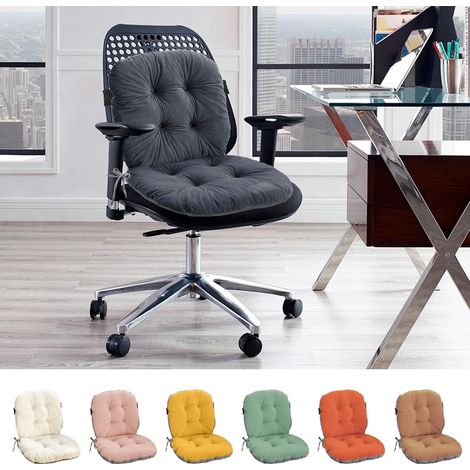 Coussin De Chaise Exterieur 2 Unité Coussin Assise Chaise Jardin Dossier avec Housse Amovible, Coussin De Chaise De Bureau avec Attaches, Bascule D'interieur Gris 42x85cm (1/5)