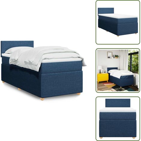 Materasso morbido - vidaXL Giroletto a Molle con Materasso Blu 80x200 cm inTessuto - Letto con testiera