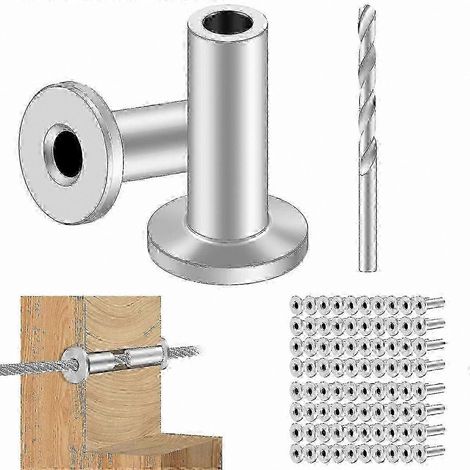 Lot de 80 serre-câbles en acier inoxydable 1/8 po, qualité marine T316, pour la protection des garde-corps et poteaux en bois (1/5)