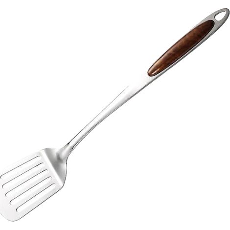 Spatule - Acier Inoxydable 304 - 37 cm - Manche Ergonomique Bois - Pour Cuisson et Retournement Aliments - 1 Pièce (1/5)