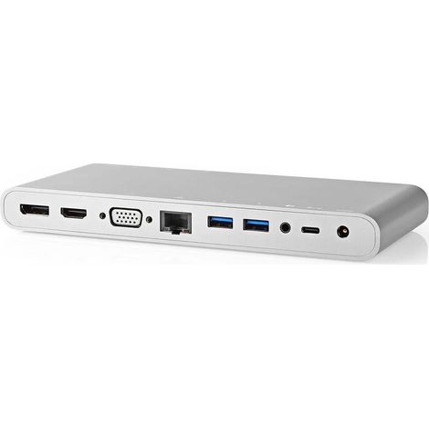 Estación de Acoplamiento USB  USB 3.2 Gen 1  USB-C™ Macho  DisplayPort hembra / HDMI ™ hembra / RJ45 Hembra / VGA hembra / 2x 3.5 mm hembra / 2x USB-C™ / 4x USB-A  0.20 m  Redondo  Niquelado  N