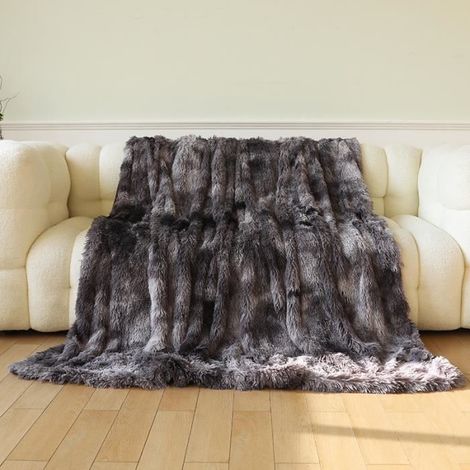 1 pièce Couverture Peluche Super Doux, 130 x 160 cm, Fausse Fourrure Épaisse 40 mm, Polaire Minky Dos, Idéale Canapé Lit Chambre Hiver