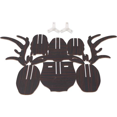 Puzzle 3D en bois à monter soi-même, représentant une tête de cerf. Décoration murale pour la maison ou le bureau. Support et étagère à suspendre. Idéal pour les loisirs créatifs. (1/3)