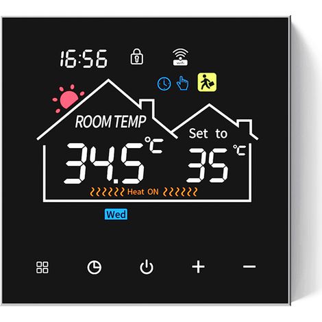 Thermostat de chauffage au sol WiFi Tuya WITF2-3A pour chaudière, écran tactile noir