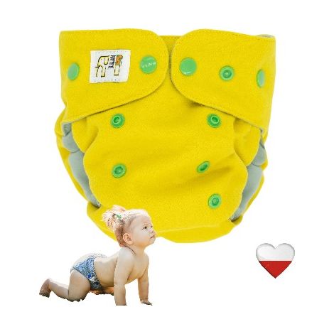 Cubierta de pañal de lana amarilla y verde claro Pañales reutilizables NappiMe (1/5)