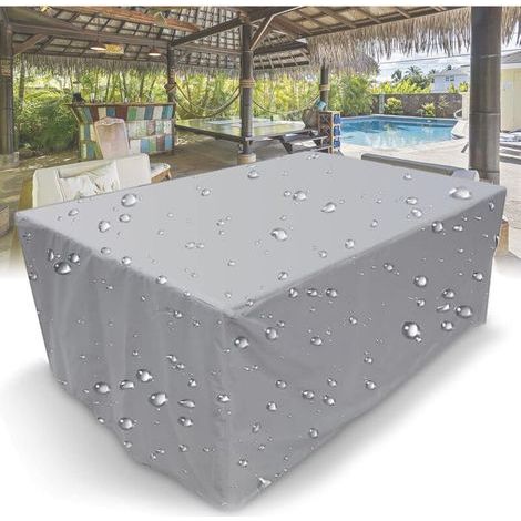 Tapis de jardin, 210D, revêtement de meuble résistant à l'eau avec cordon de serrage pour tapis de jardin, terrasse, argent, 120 x 60 x 90 cm (1/4)