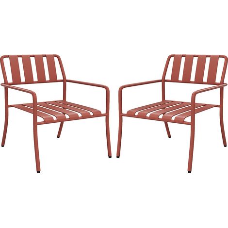Poltrona bassa da giardino impilabile in metallo - Terracotta - Lotto di 2 - BIRMOS di MYLIA