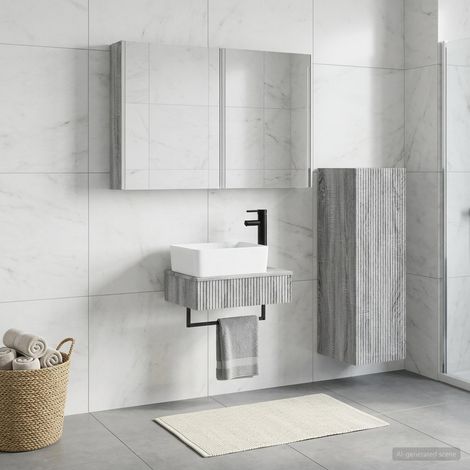vidaXL Bathroom Furniture Set 4 pcs Grey Sonoma (1/5)