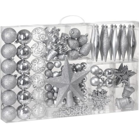102 Boules & décorations de Noël Argentées pour décorer votre sapin de Noël (1/5)