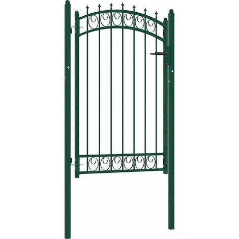 Portail de Clôture Porte Portillon Portail de jardin avec pointes Acier 100x150 cm Vert 85907 (1/4)