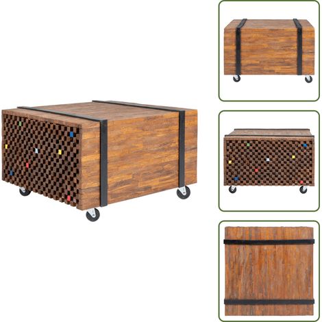 Tavolo in teak - vidaXL Tavolino Laterale in Legno di Teak 60x60x38 cm - Tavolo industriale