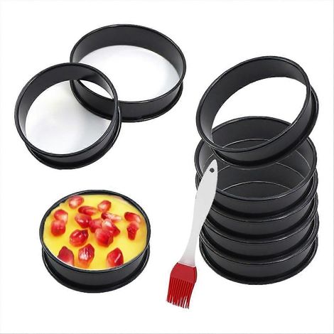 Set mit 8 antihaftbeschichteten Crumpet-Formen, 8 cm großen Ringen für englische Muffins, Frühstücksbackringen aus Edelstahl, runde Form, wiederverwendbar und leicht zu entformen. (1/5)
