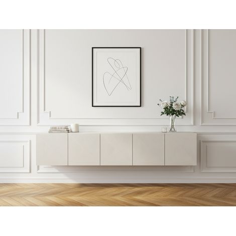 Bobochic – Meuble TV suspendu 200 cm – 4 portes – 6 étagères – Panneaux de particules – Style moderne – Couleur beige – Fabriqué en Europe (1/5)