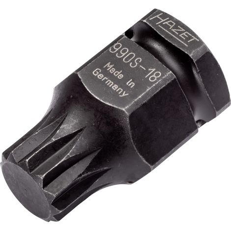 Douille mâle à chocs 990S-18 ∙ Carré creux 1/2 pouce (12,5 mm), 6 pans extérieurs 24 mm ∙ Profil denture multiple intérieur XZN ∙ Taille M18 (1/5)