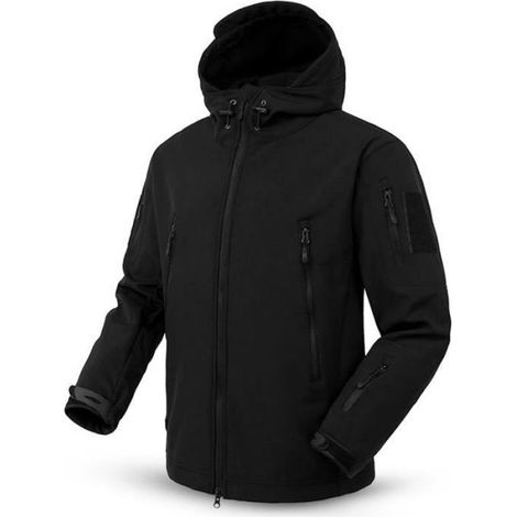 Veste Softshell Homme - Imperméable et Coupe-Vent - Pour Randonnée Camping Vélo - Noir - Taille M à 2XL (1/4)